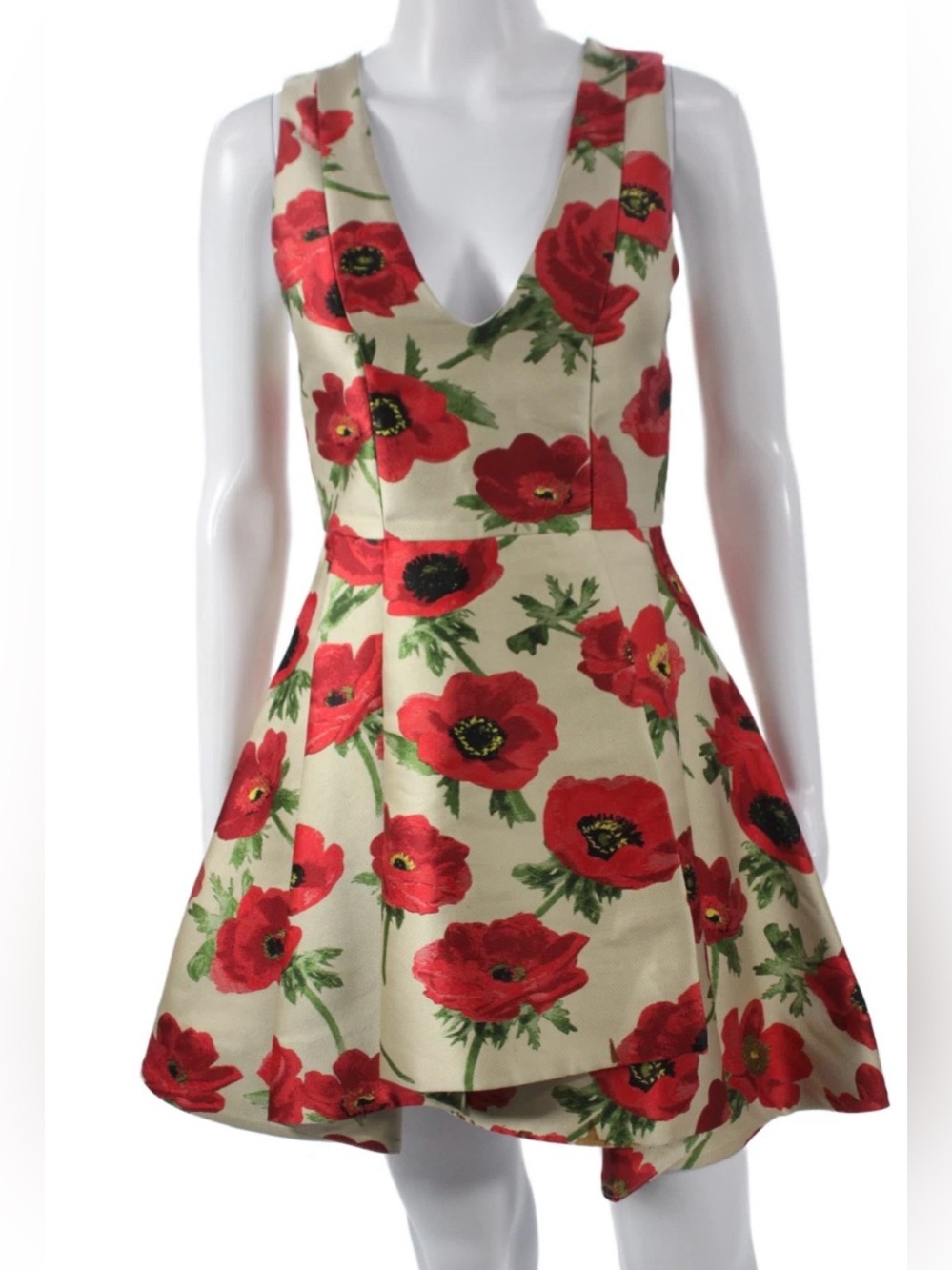 Alice + Olivia “Tanner” Red Poppy Floral Mini Dress - Sz 0 - Picture 6 of 10